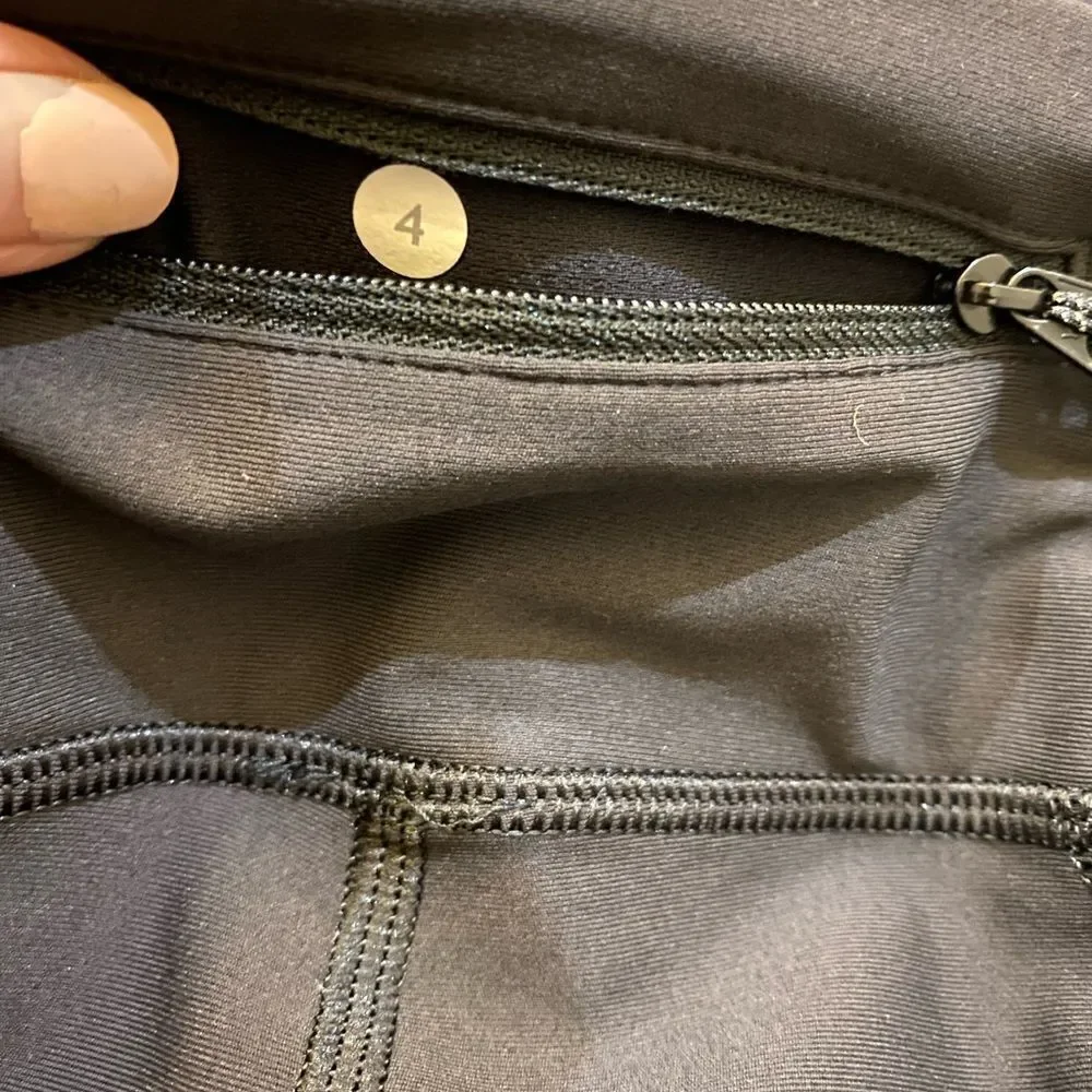 Lululemon Tight Stuff Sequin Dot Crop Black Leggings Women Size 4